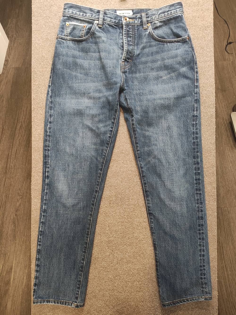 30W Taylor Stitch Straight-Leg Slim Blue Denim Jeans